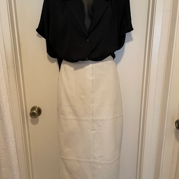 ASOS GENUINE LEATHER HIGH WASIT PENCIL SKIRT - Picture 4 of 9